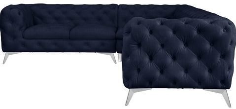 Leonique Chesterfield-Sofa "Glynis L-Form", aufwändige Knopfheftung, moderne Chesterfield Optik, Fußfarbe wählbar