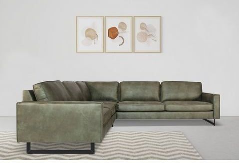 Places of Style Ecksofa »Pinto, 250/290 cm, langer Schenkel, XXL, Ottomane«, Cord, Feincord, Luxus-Microfaser Leder und Chenille