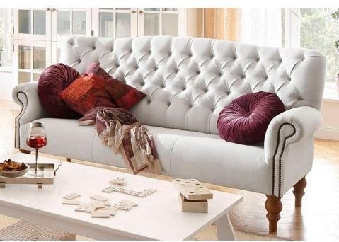 Home affaire Chesterfield-Sofa "Lord", mit echter Chesterfield-Knopfheftung und Ziernägeln