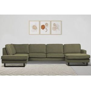Places of Style Wohnlandschaft Pinto, 350 cm, U-Form, XXL, mit Ottomanen, Cord, Feincord, Luxus-Microfaser Leder und Chenille