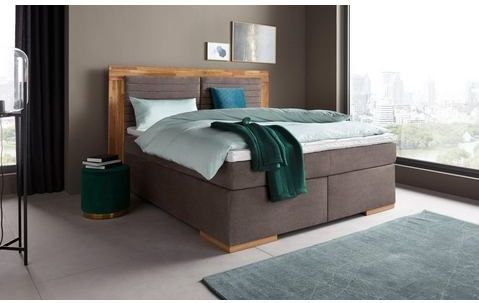 Places of Style Boxspringbett "Cup", mit Massivholzrahmen, mit Topper, in 2 Härtegraden, in 3 Breiten