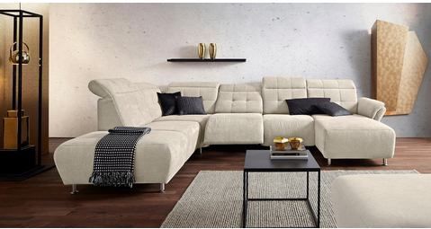 Places of Style Wohnlandschaft "Manhattan U-Form", 2 Sitze mit elektrischer Relaxfunktion, verstellbare Armlehnen