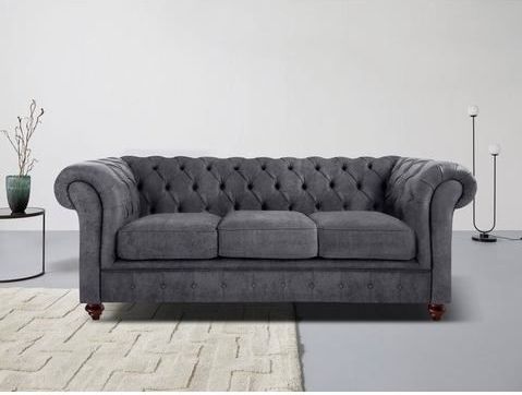 Home affaire Chesterfield-Sofa "Chesterfield 3-Sitzer B/T/H: 198/89/74 cm", mit hochwertiger Knopfheftung, auch in Leder