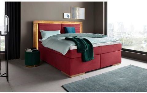Places of Style Boxspringbett "Cup", mit LED-Beleuchtung, Massivholzrahmen und Topper, in 2 Härtegraden