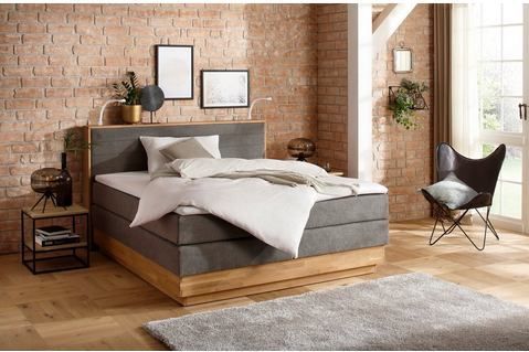 Home affaire Boxspringbett "Cavan", Eiche, inkl. Bettkasten & Topper, verschiedene Härtegrade (auch H4)