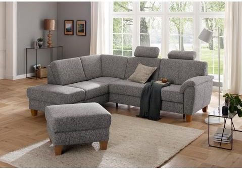 Home affaire Ecksofa "Alta L-Form", mit Federkern und Kontrastnaht, Füße Buche eichefarben