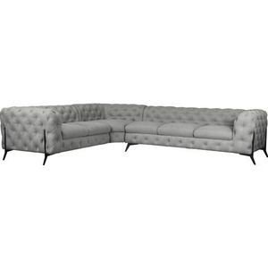 Leonique Chesterfield-Sofa »Amaury L-Form«, großes Ecksofa, Chesterfield-Optik, Breite 323 cm, Fußfarbe wählbar