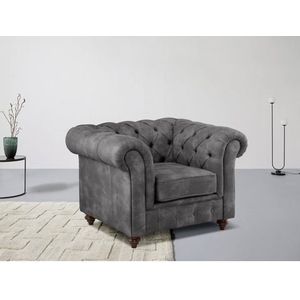 Home affaire Fauteuil Chesterfield B/D/H: 105/69/74 cm met hoogwaardige knoopdetails, ook in leer