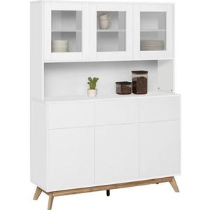 Home affaire Buffetkast Skandi 3 glasdeuren, 3 houten deuren en 3 laden, breedte 120 cm, hoogte 165 cm