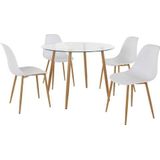 INOSIGN Essgruppe Miller, (Set, 5-tlg), Glastisch mit 4 Stühlen (Kunststoffschale)