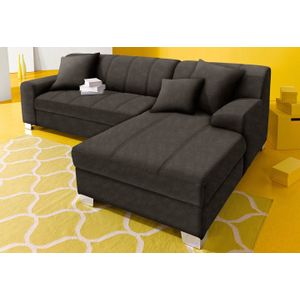 INOSIGN Hoekbank Turah incl. sierkussens, modern doorgestikt, ook in leer naar keuze met slaapfunctie, bedbank, bxdxh: 239x152x75 cm, l-model