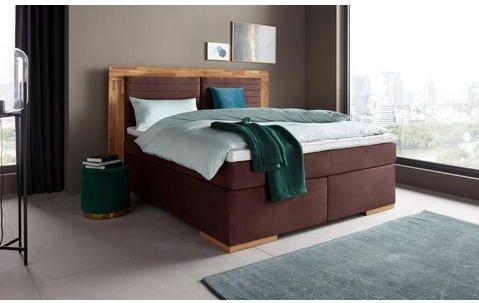 Places of Style Boxspringbett »Cup«, mit LED-Beleuchtung, Massivholzrahmen und Topper, in 2 Härtegraden