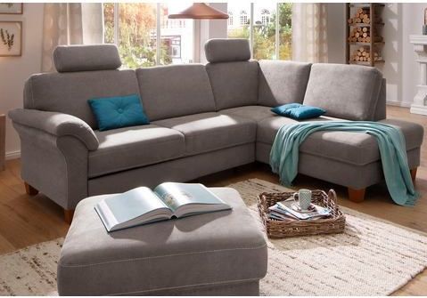 Home affaire Ecksofa "Borkum L-Form", mit Federkern, wahlweise mit Bettfunktion