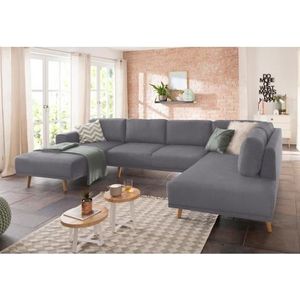 Home affaire Wohnlandschaft »Lasse U-Form«, im scandinavischem Stil mit Holzfüßen