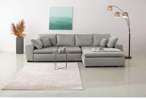 Home affaire Ecksofa Cara Mia L-Form, wahlweise mit Bettfunktion und Bettkasten, Massivholzfüße