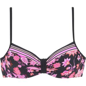 Look - Gedessineerd - Bikinitop - Zwart - Pink - 82% Polyamide