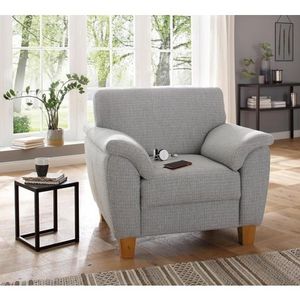 Home affaire Fauteuil Alta met binnenvering en contrastnaad, poten beuken eikenkleur