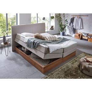 Home affaire Boxspring Blomen met walnoot-decor, met bedkist, verschillende hardheden, met topmatras