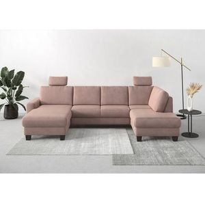 Home affaire Wohnlandschaft »Summer U-Form«, mit oder ohne Bettfunktion und Bettkasten, wengefarbene Holzfüße