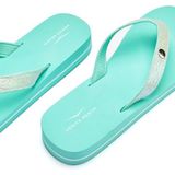 Venice Beach Badezehentrenner Sandale, Pantolette, Badeschuh ultraleicht mit Glitzerband VEGAN