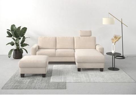 Home affaire Ecksofa "Summer L-Form", mit Recamiere, mit oder ohne Bettfunktion und Bettkasten, Cord-Bezug