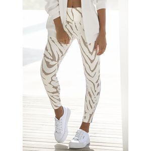 Lascana - Legging - Crème - Loungewear - Met Zebramotief en Brede Band