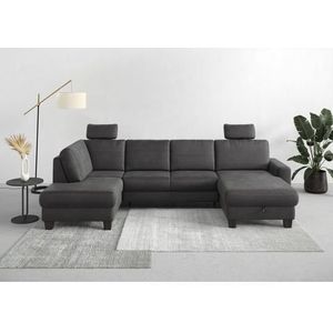 Home affaire Wohnlandschaft »Summer U-Form«, mit oder ohne Bettfunktion und Bettkasten, wengefarbene Holzfüße