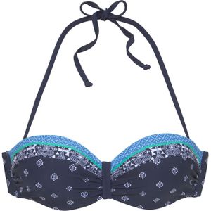 Lascana - Beugelbikinitop - Bandeaumodel - Nachtblauw - Gedessineerd