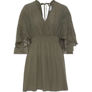 Blousejurk - Kaki - Kant - Wijde Mouwen - V-hals