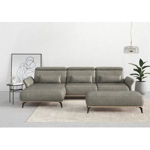 Places of Style Ecksofa »Fjord L-Form«, massiv, wahlweise mit Armlehnfunktion, Kopf- Sitztiefenverstellung