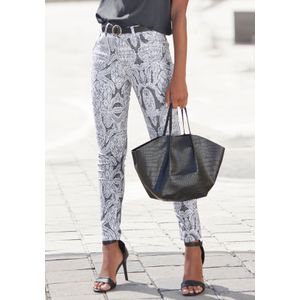 Jeggings - Offwhite/Antraciet - Super-Stretch Kwaliteit - Smalle Pasvorm