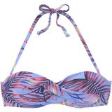Lascana - Beugelbikinitop - Hemelsblauw - Bandeaumodel Breese - Tropisch Design