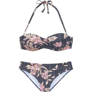 Look - Bandeau Bikini - Zwart Gedessineerd - Met Sluiting Achter - Handwas