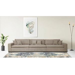 Driezitsbank - Donkerbeige - Zwarte Poten - 310x100x86 cm