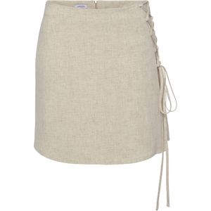 Lascana - Minirok - Zand - Met Linnen en Decoratieve Koordsluiting