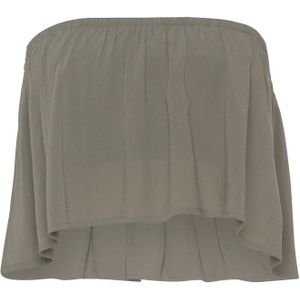 s.Oliver - Top - Kaki - Bandeau - Mouwloos - Gedrapeerd