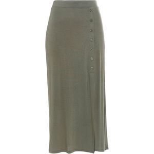 Kaki Pareo - Elastische Jersey - Split en Sierknoopsluiting