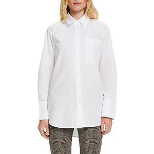 ESPRIT Hemdblouse in losse pasvorm, 100% katoen, wit, M