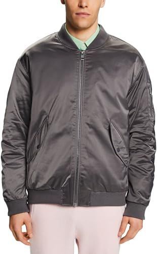 ESPRIT - Bomberjack - Donkergrijs - Satijn