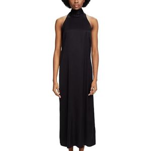 ESPRIT Halter satijnen maxi-jurk, zwart.