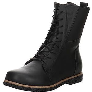 Andrea Conti Dames enkellaarzen schoenen veterlaarzen leder/textiel combinatie elegante vrije tijd effen boots zwart leer, zwart, 36 EU