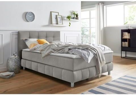 andas Boxspringbett "Salo XXL", in Samtoptik oder Struktur, 6 Breiten in Überlänge 220cm, 4 Härtegrade