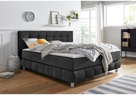 andas Boxspringbett "Salo XXL", in Samtoptik oder Struktur, 6 Breiten in Überlänge 220cm, 4 Härtegrade