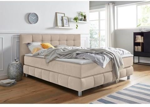 andas Boxspringbett "Salo XXL", in Samtoptik oder Struktur, 6 Breiten in Überlänge 220cm, 4 Härtegrade