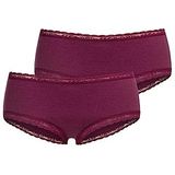s.Oliver - RED LABEL - Hipster - Bordeaux - Set van 2 Stuks, Katoen en Kant