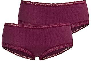 s.Oliver - RED LABEL - Hipster - Bordeaux - Set van 2 Stuks, Katoen en Kant