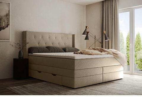 Places of Style Boxspringbett "Elegance", mit schöner Knopfheftung, in den Härtegraden H2 & H3, inkl. Schubladen