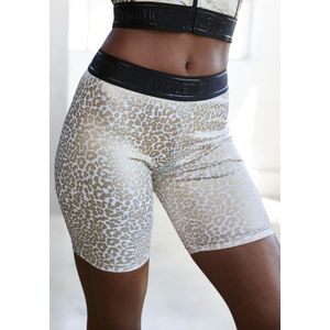 Sportbroek - Goudkleur/Wit - Fietsbroek - Glanzende Leeuwprint - Elastische Band