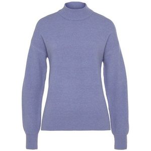Gebreide Trui - Paars - Met Staande Kraag en Ribboorden