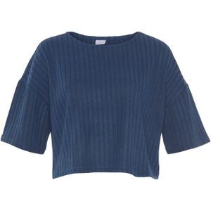 Lascana - Loungeshirt - Blauw-melange - 3/4-mouwen - Ruimvallend